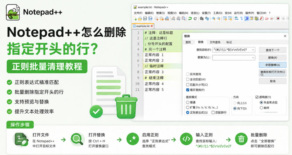 Notepad++怎么删除指定开头的行