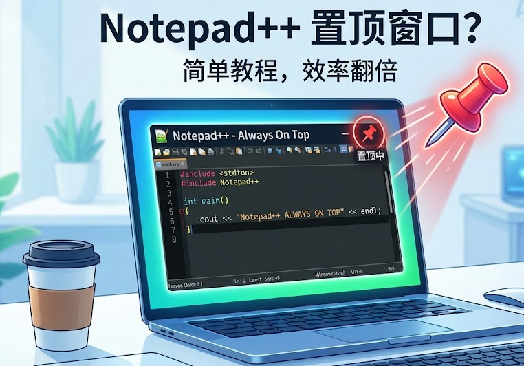 Notepad++ 怎么置顶窗口