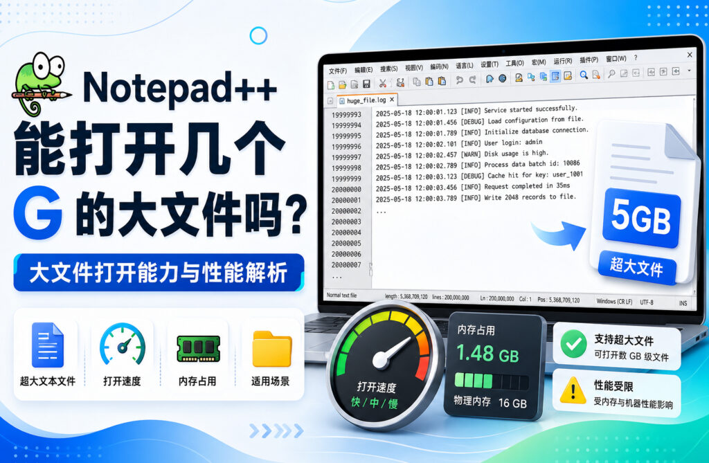 Notepad++能打开几个G的大文件吗