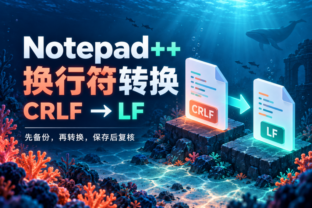 Notepad++把CRLF转换成LF的教程封面